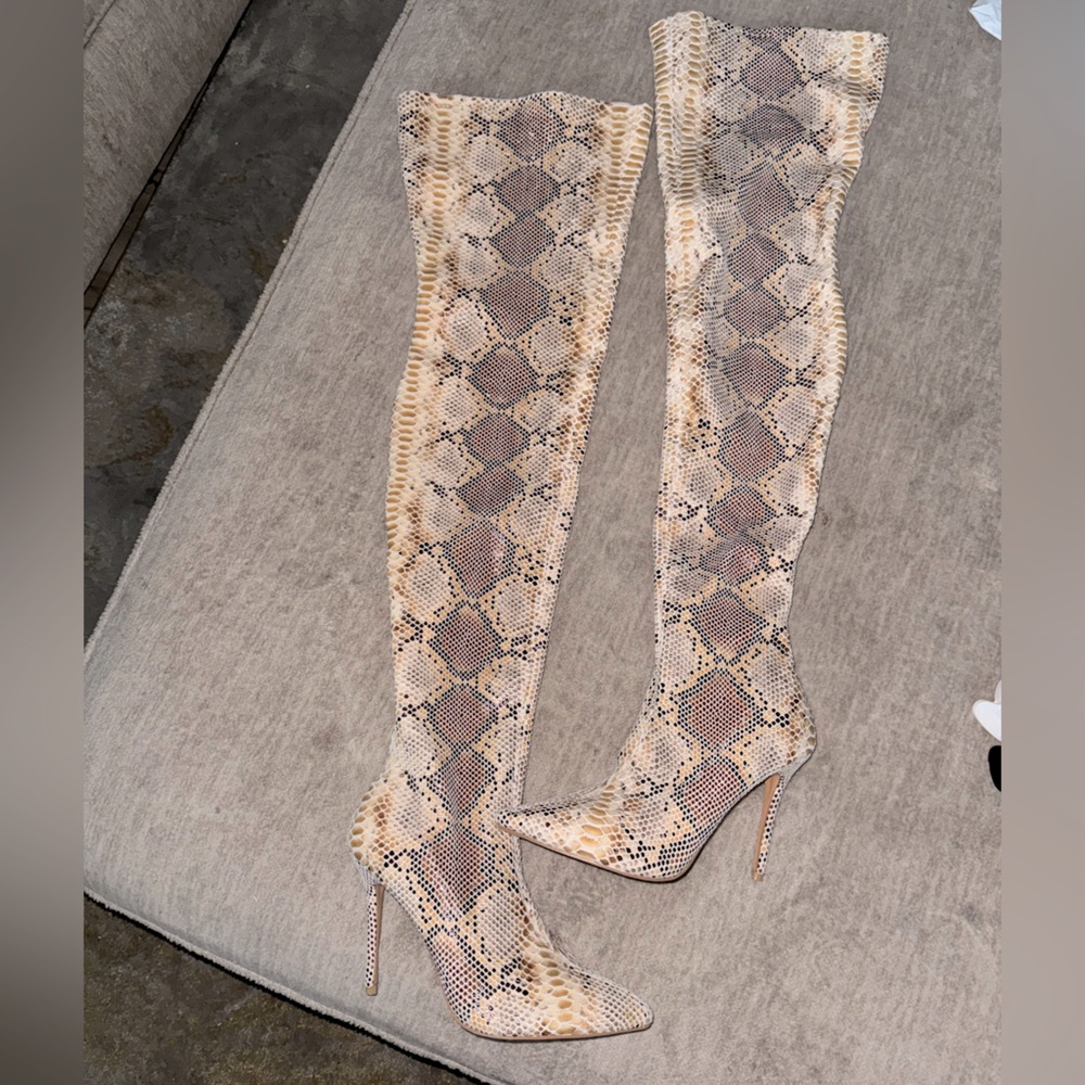 SNAKESKIN THIGH HIGH BOOTS